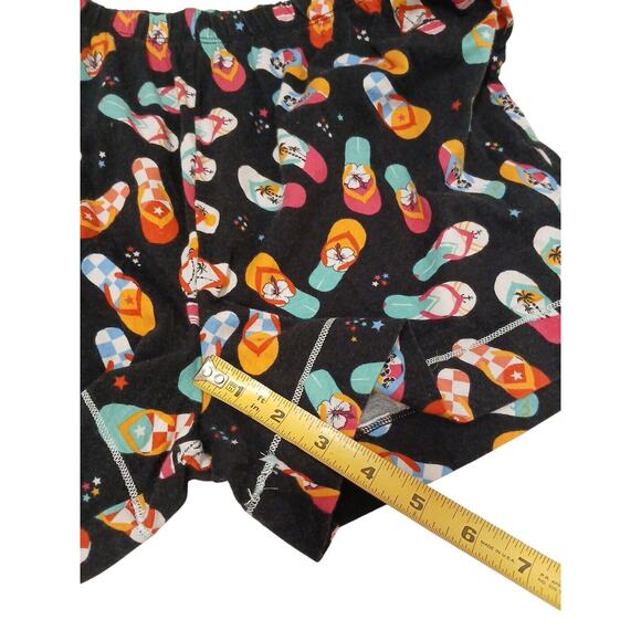 Cuddl Duds Pajama Top Shorts Set Womens Sz S Black Tropical Flip Flops Floral - Picture 11 of 12
